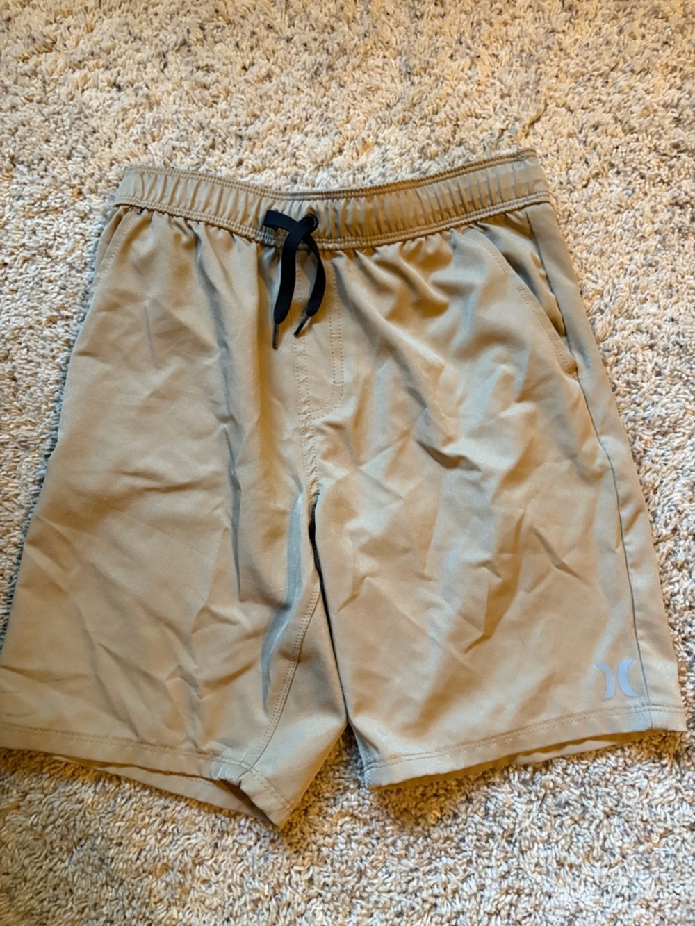 Hurley Tan Kids Active Shorts with Black Drawstring